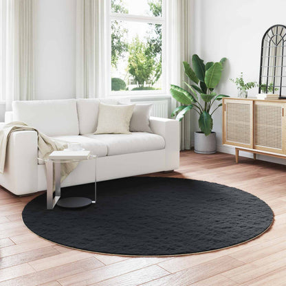 vidaXL Kunstfell Hasen Teppich Olite Schwarz Ø 160 cm Polyester
