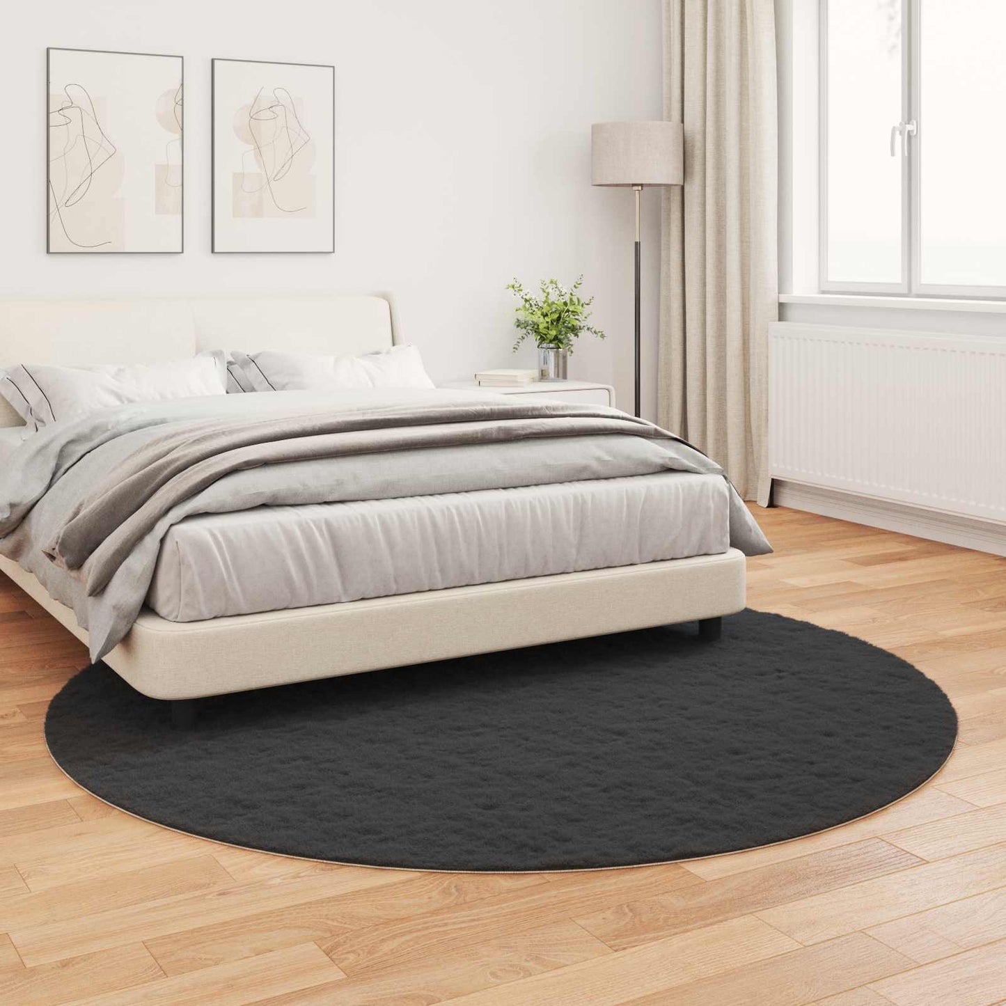 vidaXL Kunstfell Hasen Teppich Olite Schwarz Ø 160 cm Polyester