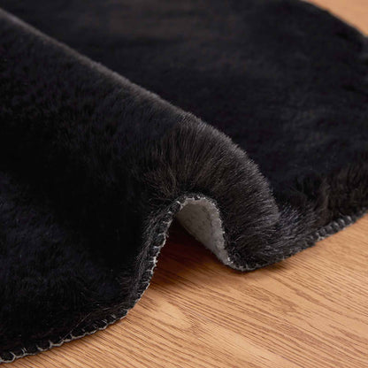 vidaXL Kunstfell Hasen Teppich Olite Schwarz 50 x 80 cm Polyester