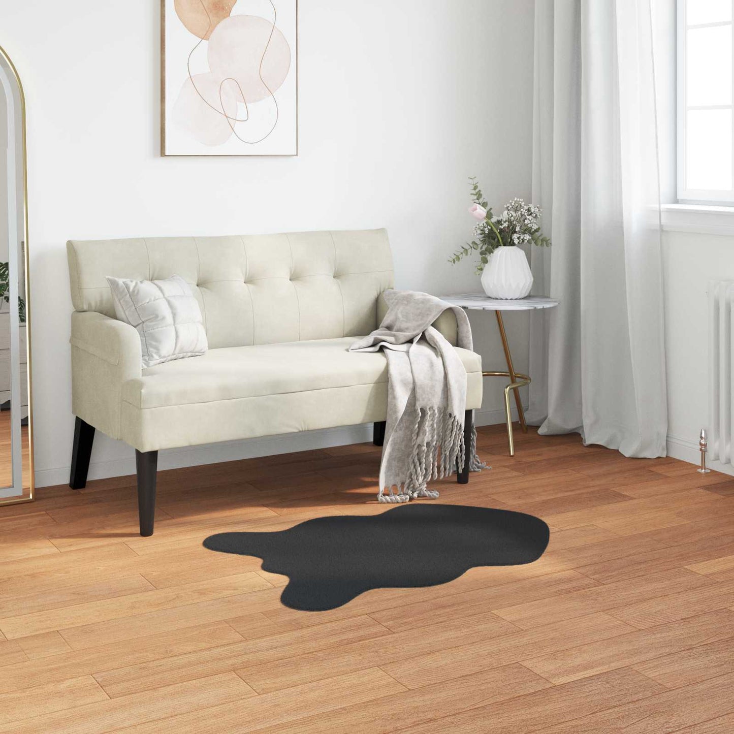 vidaXL Kunstfell Hasen Teppich Olite Schwarz 50 x 80 cm Polyester