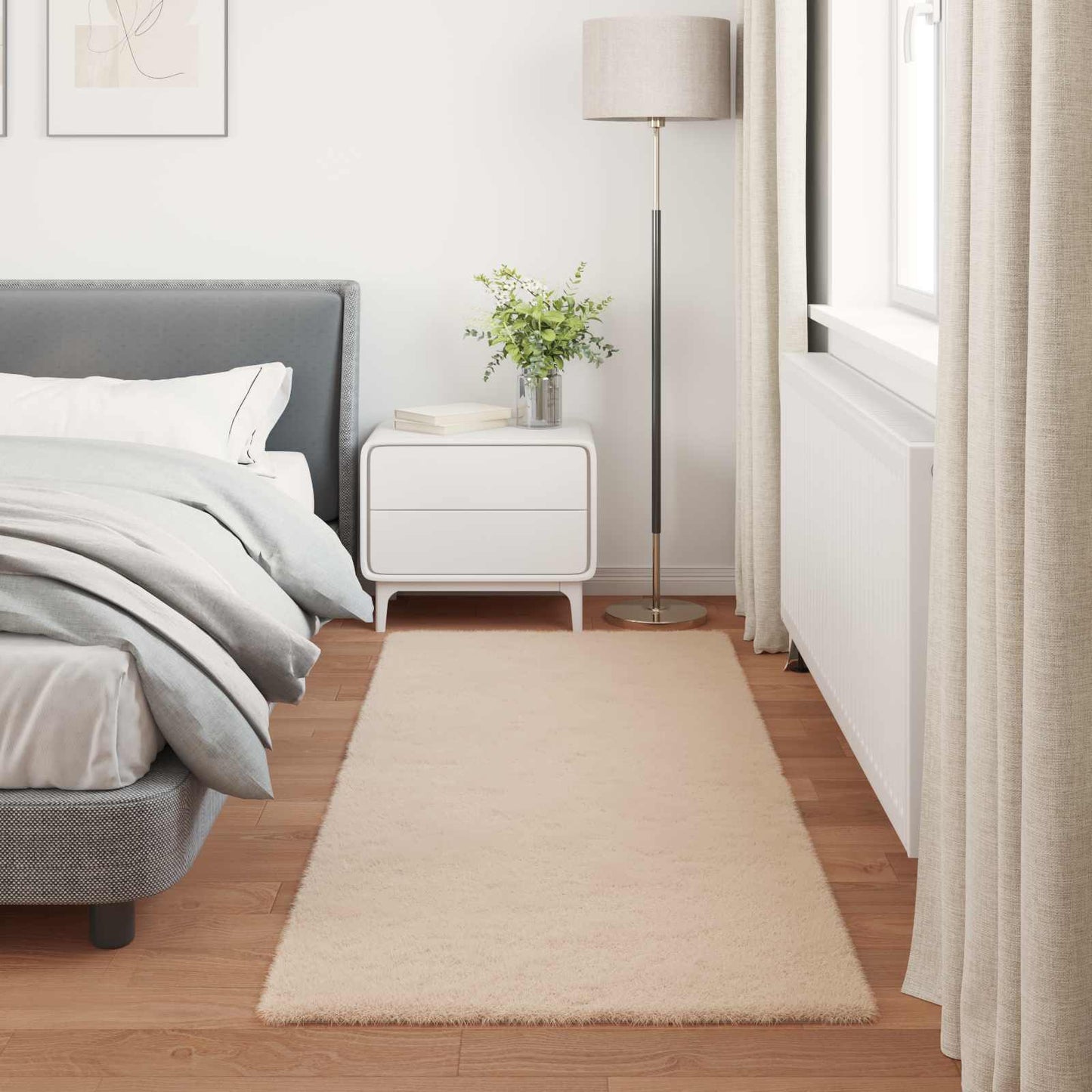 vidaXL Kunstfell Hasen Teppich Olite Taupe 80 x 200 cm Polyester