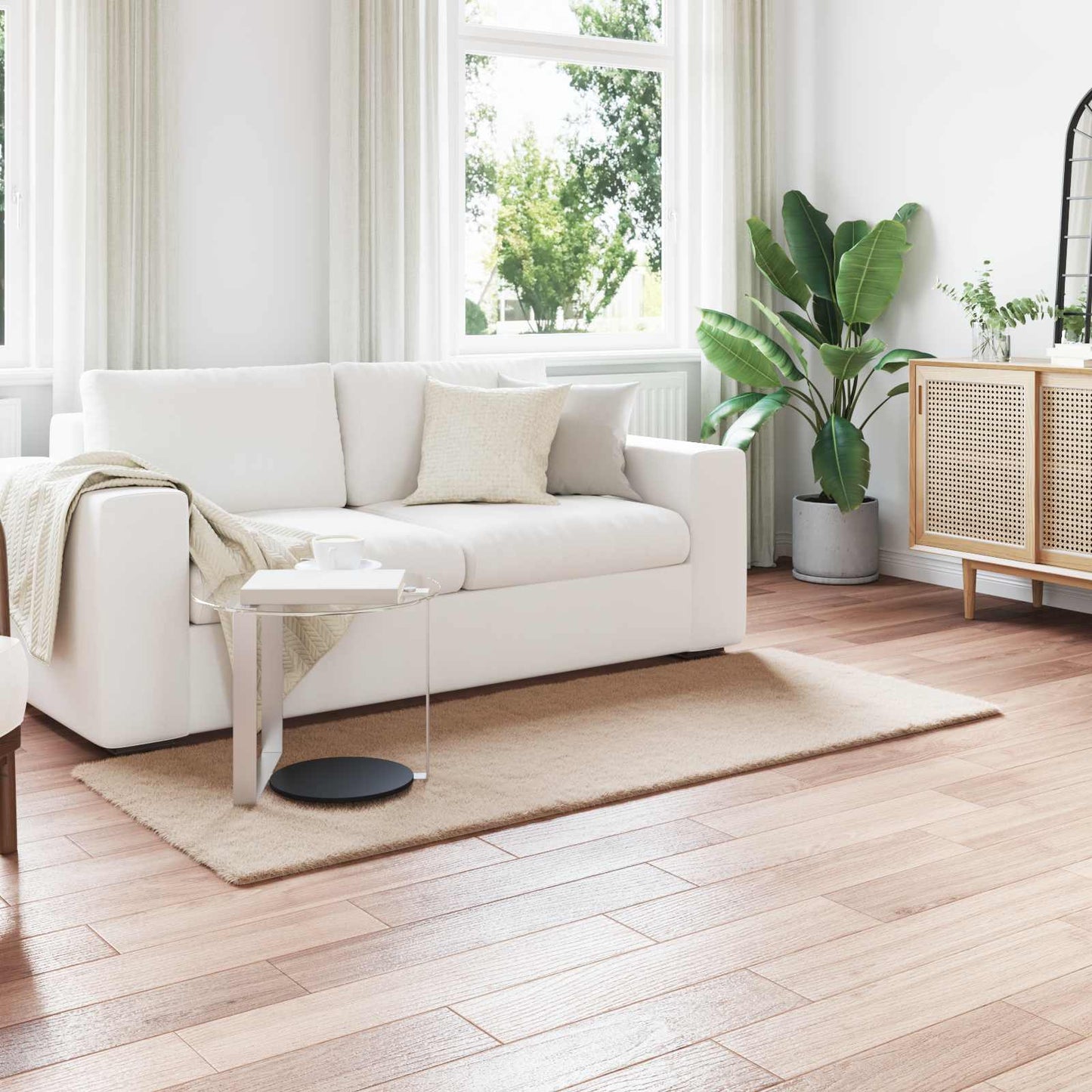 Rutschfester Kunstfellteppich Olite Taupe 100 x 200 cm