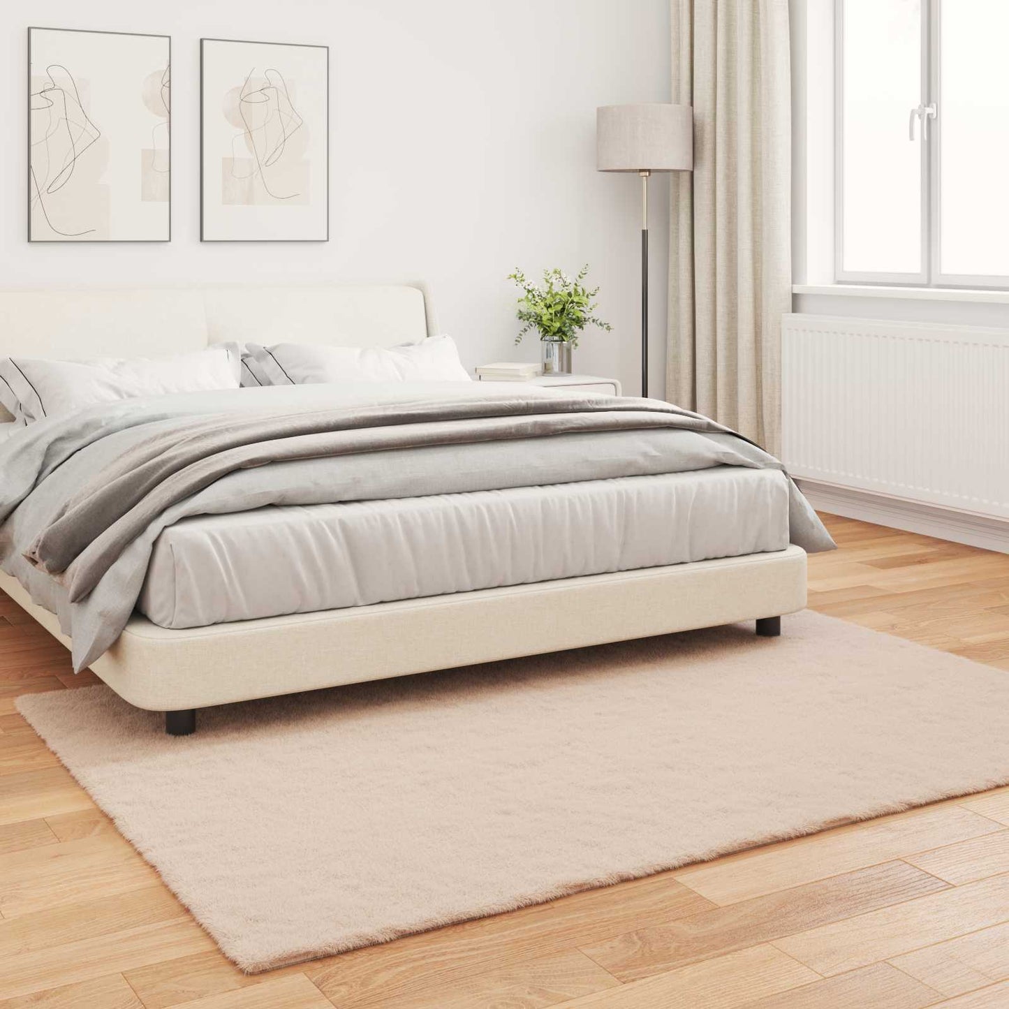 vidaXL Kunstfell Hasen Teppich Olite Taupe 140 x 200 cm Polyester