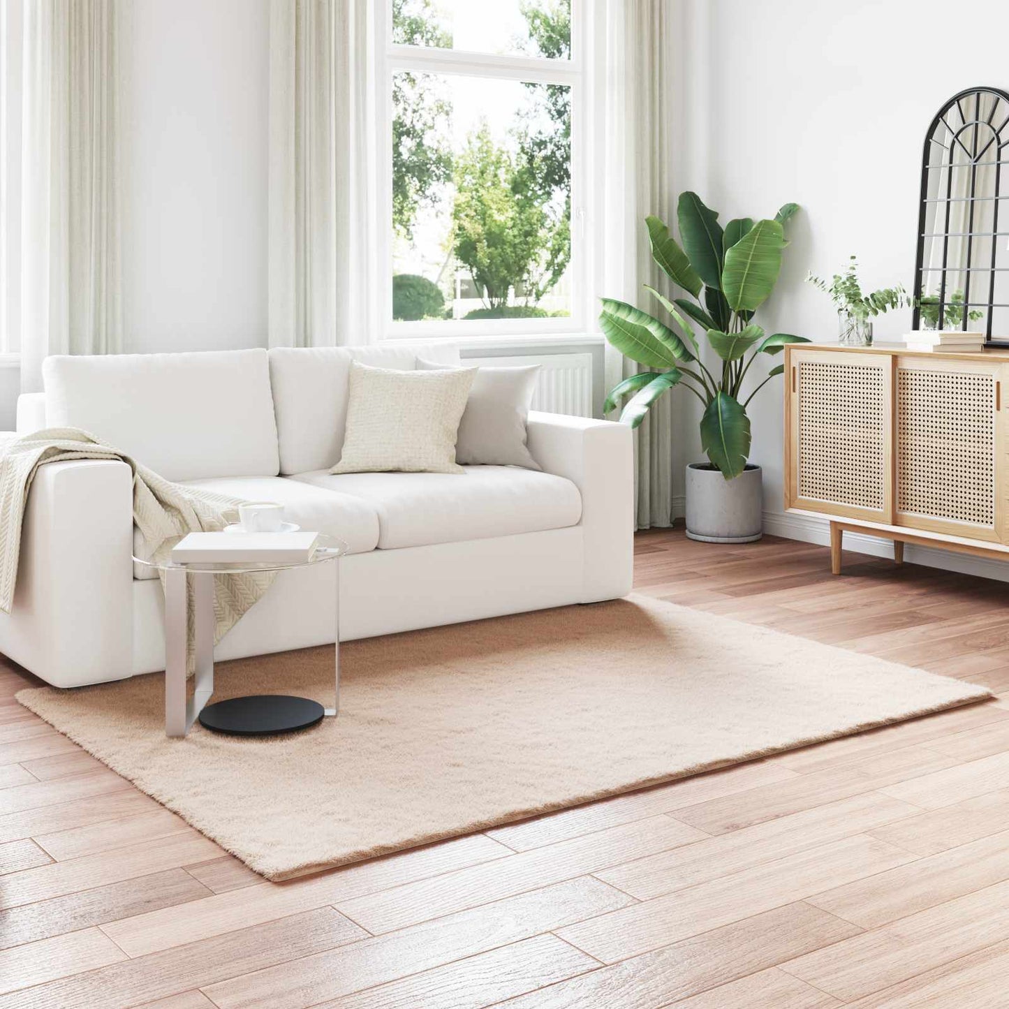 Rutschfester Kunstfellteppich Olite Taupe 160 x 230 cm