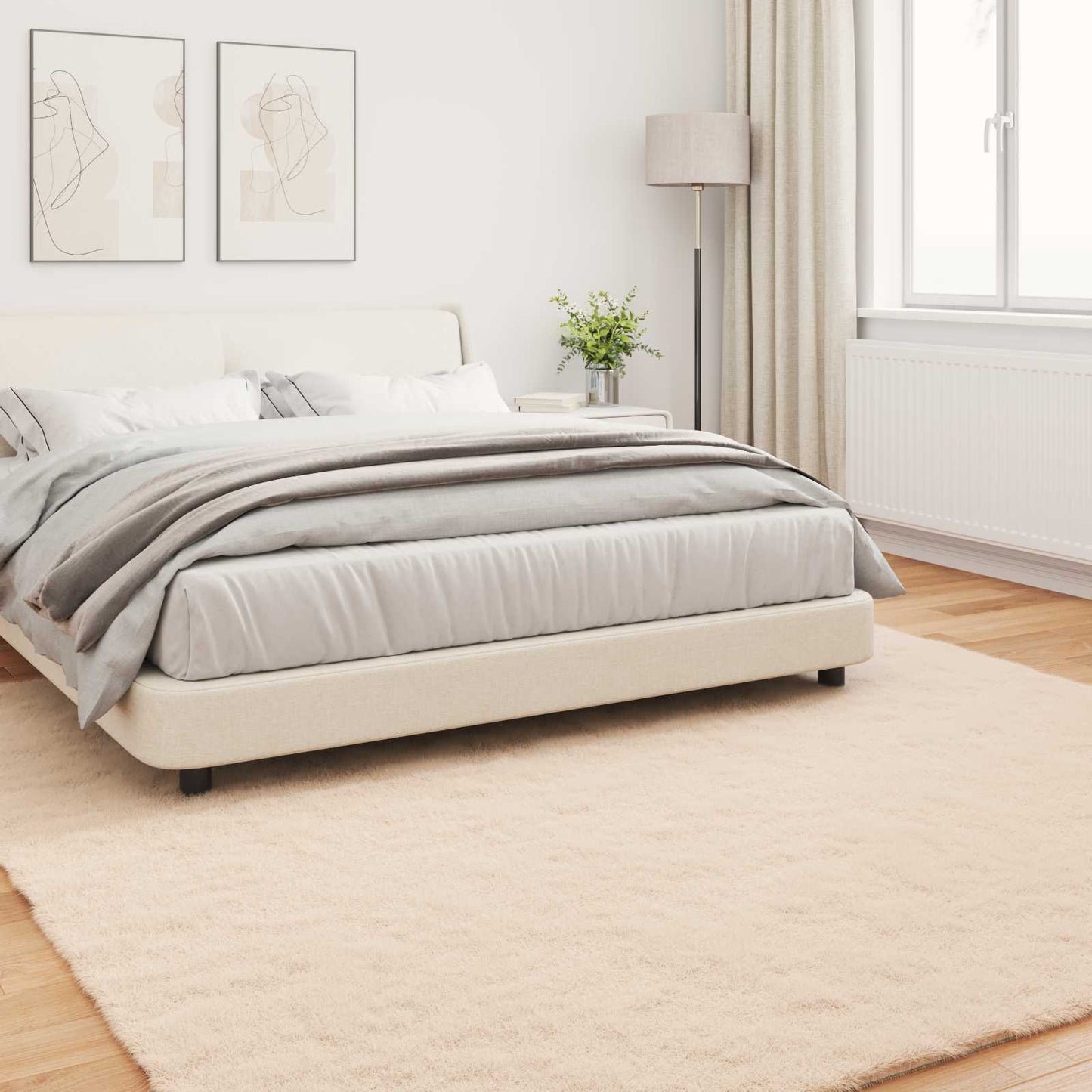vidaXL Kunstfell Hasen Teppich Olite Taupe 200 x 200 cm Polyester