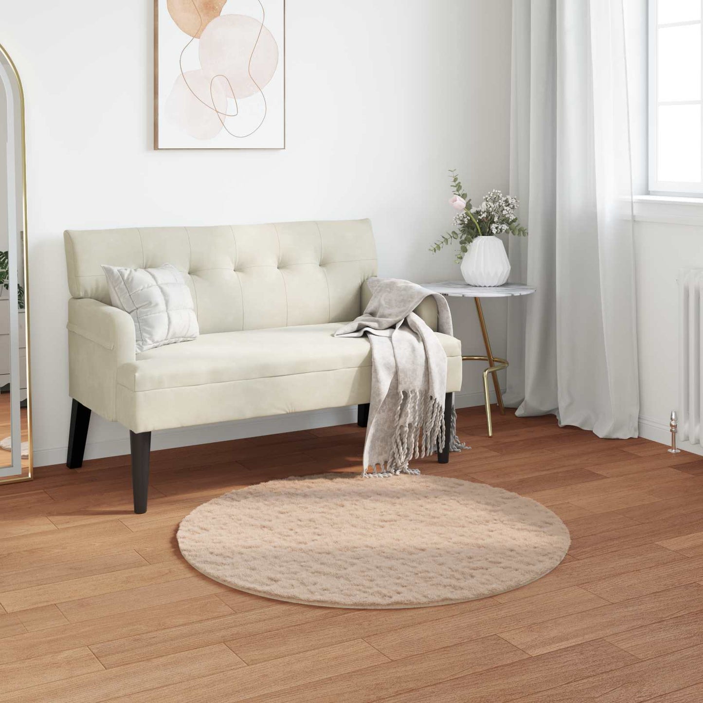 vidaXL Kunstfell Hasen Teppich Olite Taupe Ø 100 cm Polyester