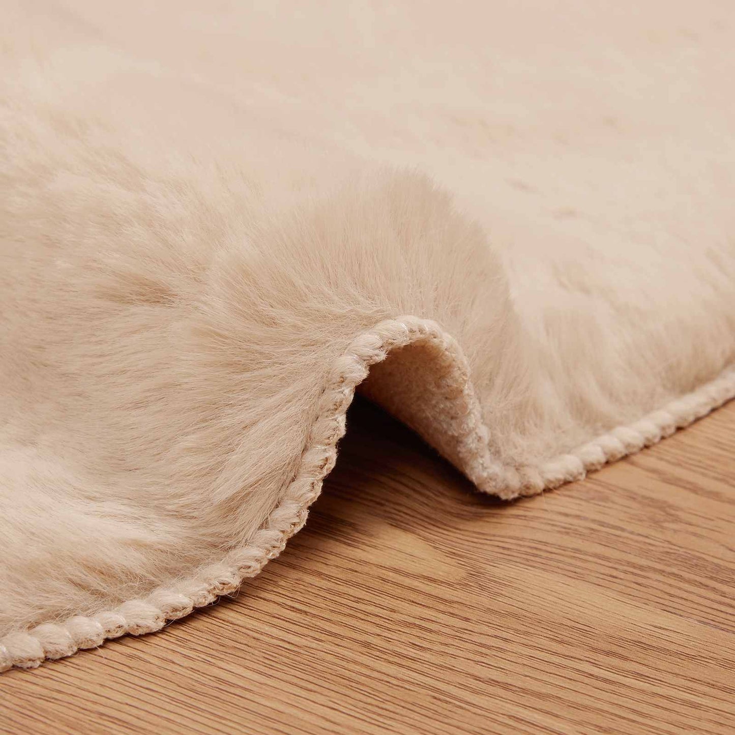 vidaXL Kunstfell Hasen Teppich Olite Taupe Ø 160 cm Polyester