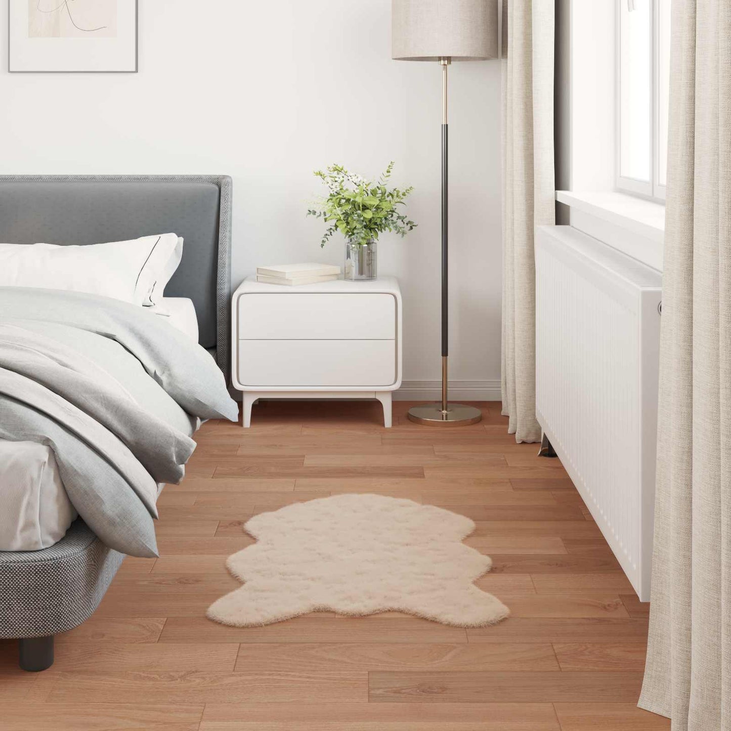 vidaXL Tapis Olite lapin en fausse fourrure taupe 60 x 90 cm Polyester