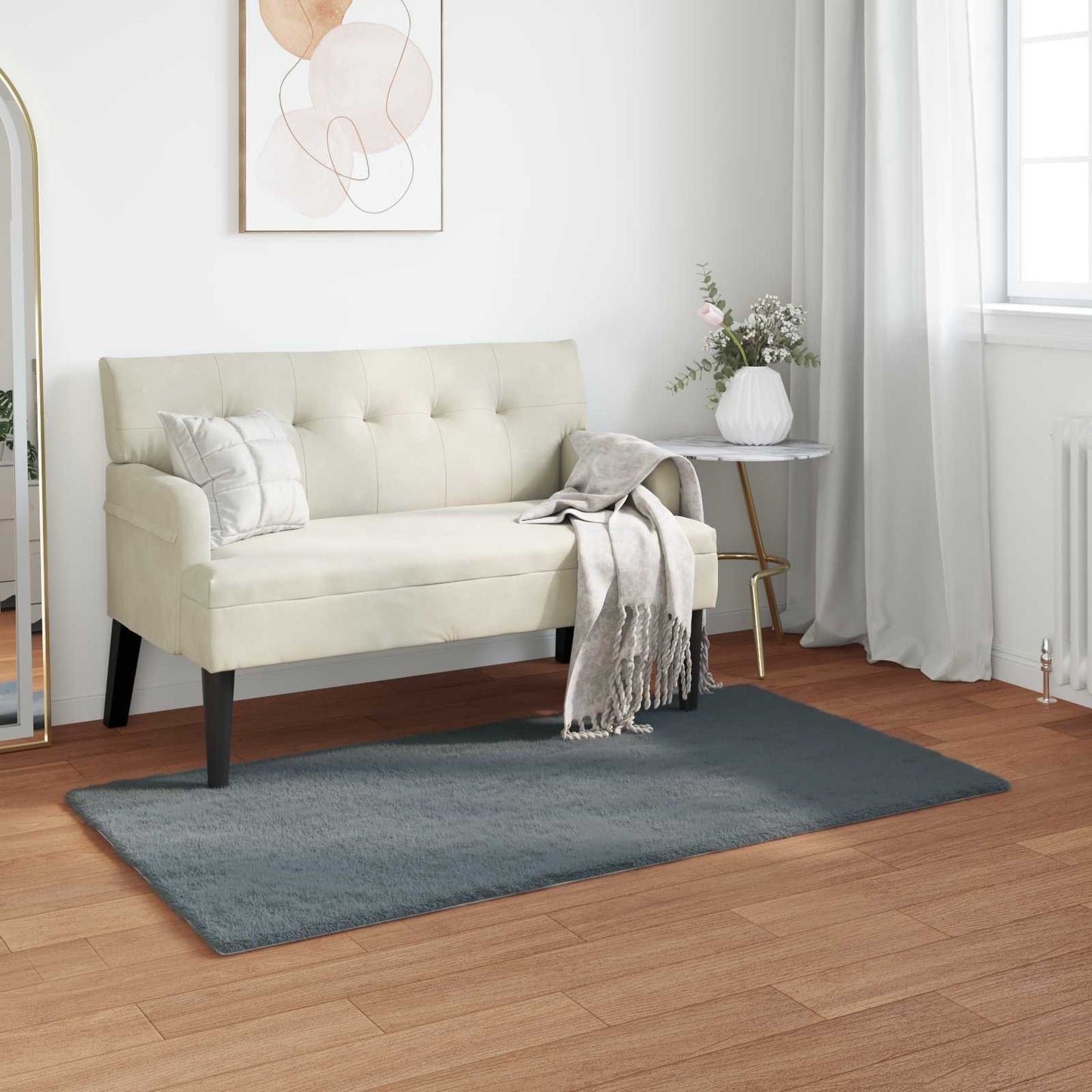 vidaXL Kunstfell Hasen Teppich Olite Anthrazit 60 x 110 cm Polyester