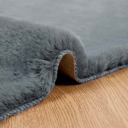 vidaXL Kunstfell Hasen Teppich Olite Anthrazit 100 x 200 cm Polyester