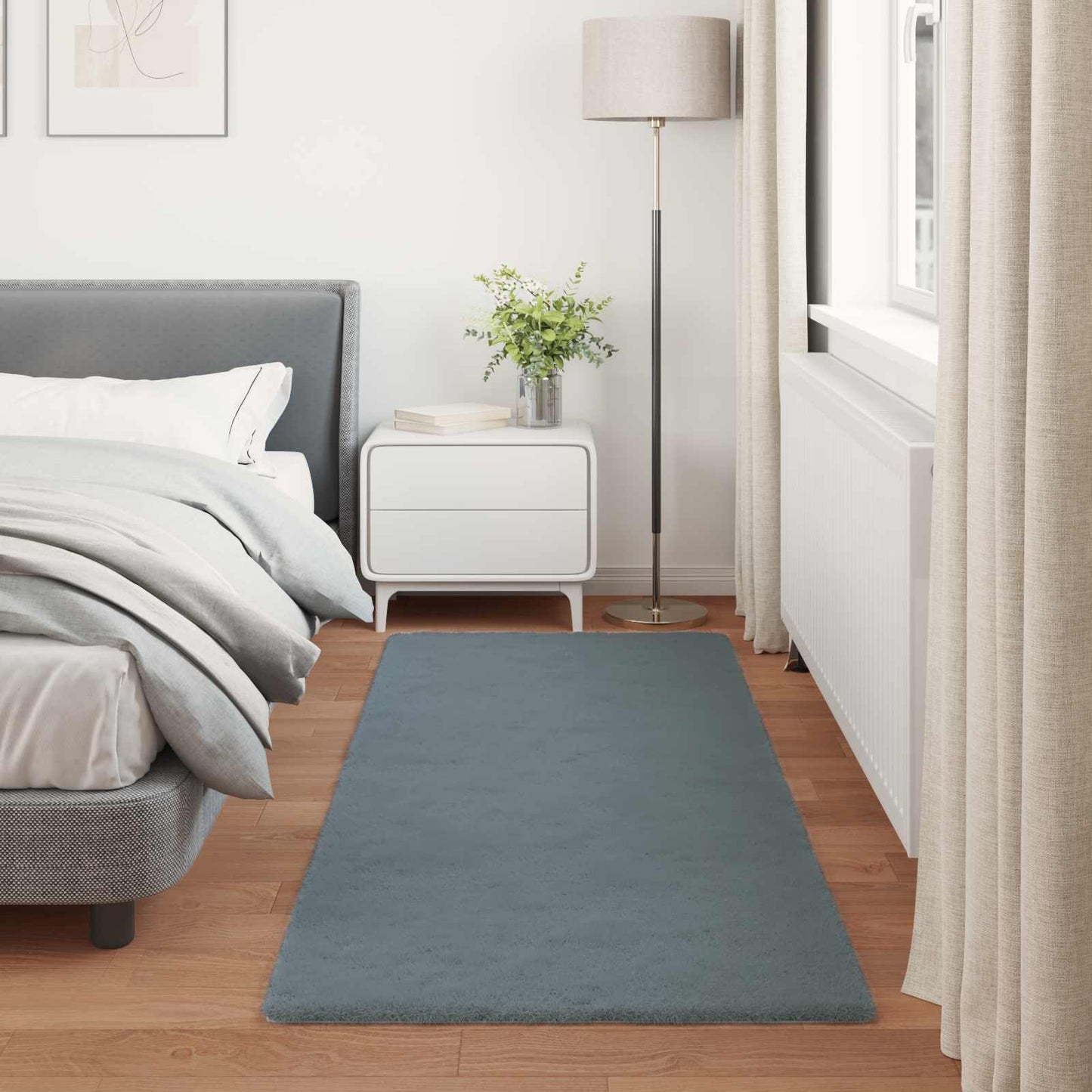 vidaXL Kunstfell Hasen Teppich Olite Anthrazit 100 x 200 cm Polyester
