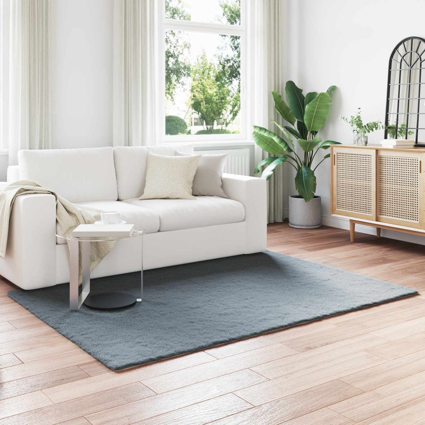 vidaXL Kunstfell Hasen Teppich Olite Anthrazit 140 x 200 cm Polyester