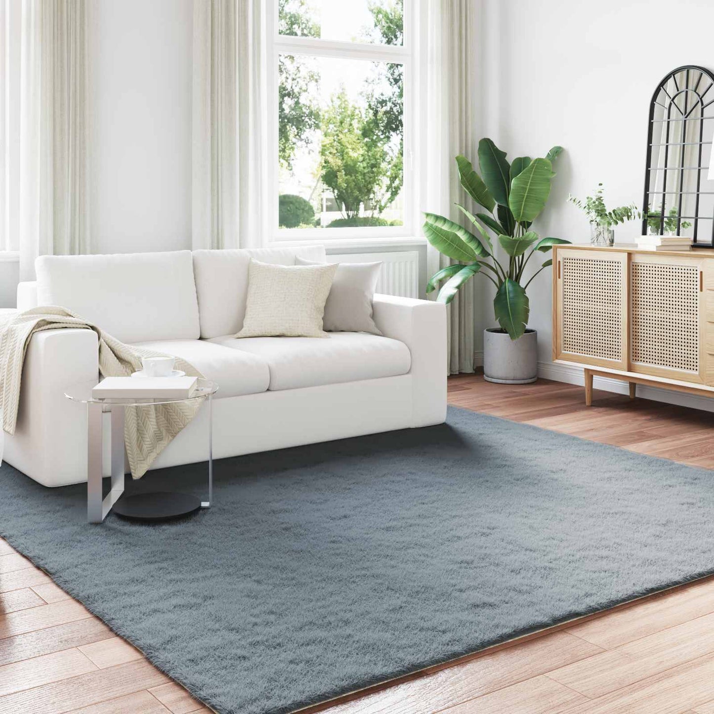 vidaXL Kunstfell Hasen Teppich Olite Anthrazit 200 x 200 cm Polyester