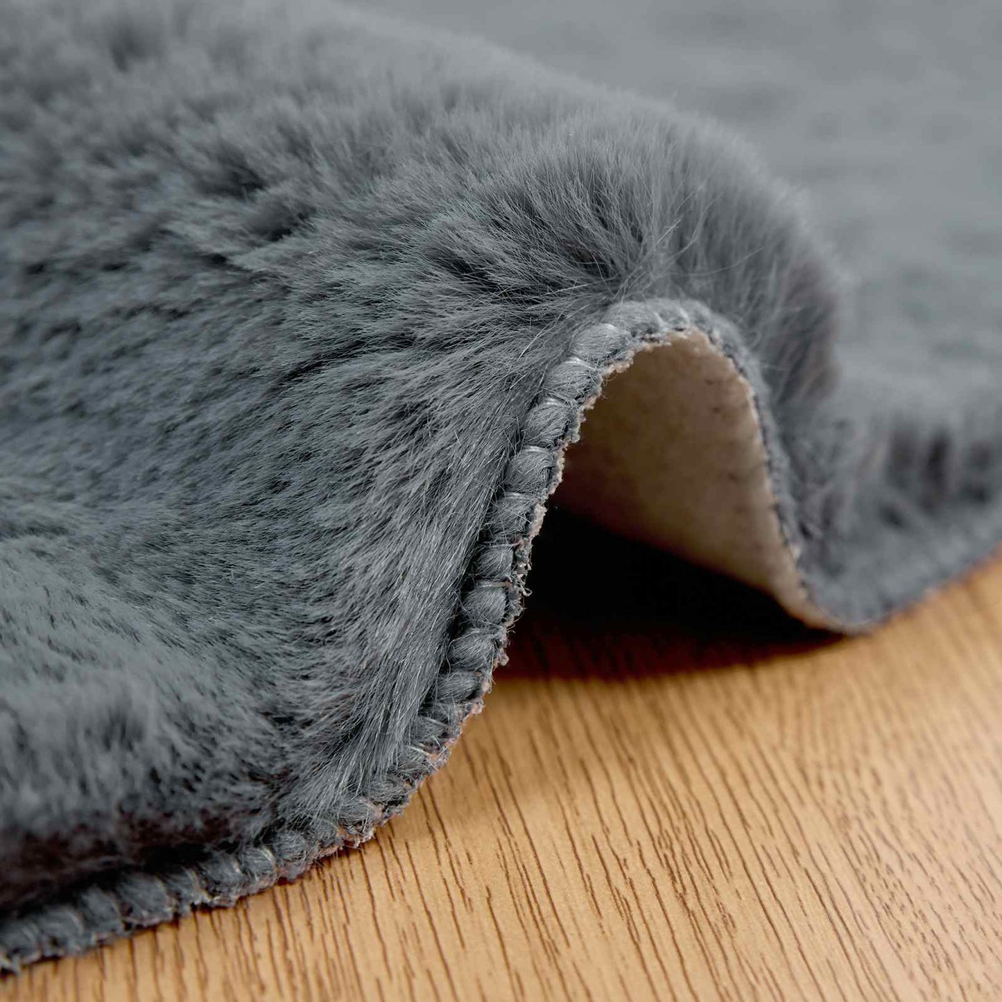 vidaXL Kunstfell Hasen Teppich Olite Anthrazit Ø 120 cm Polyester