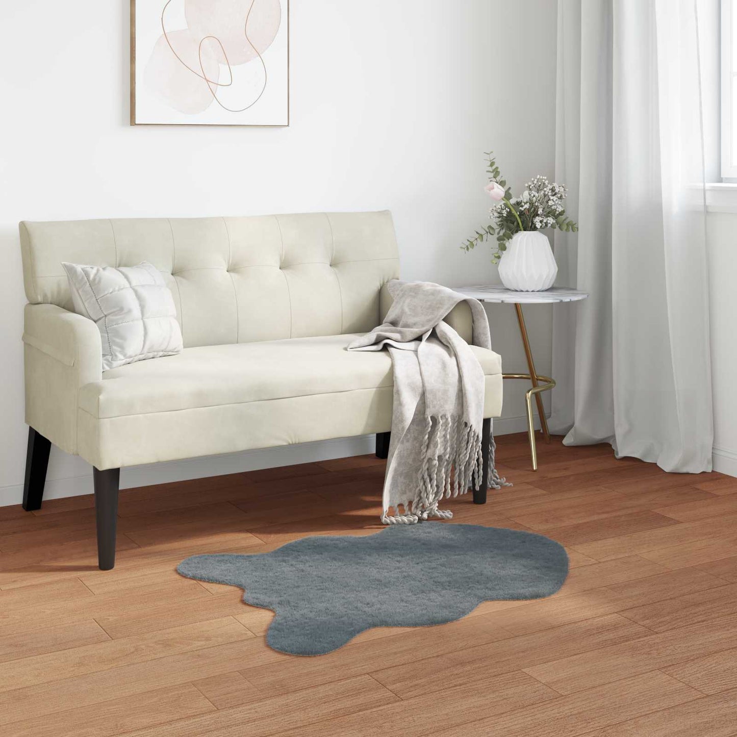 vidaXL Kunstfell Hasen Teppich Olite Anthrazit 60 x 90 cm Polyester