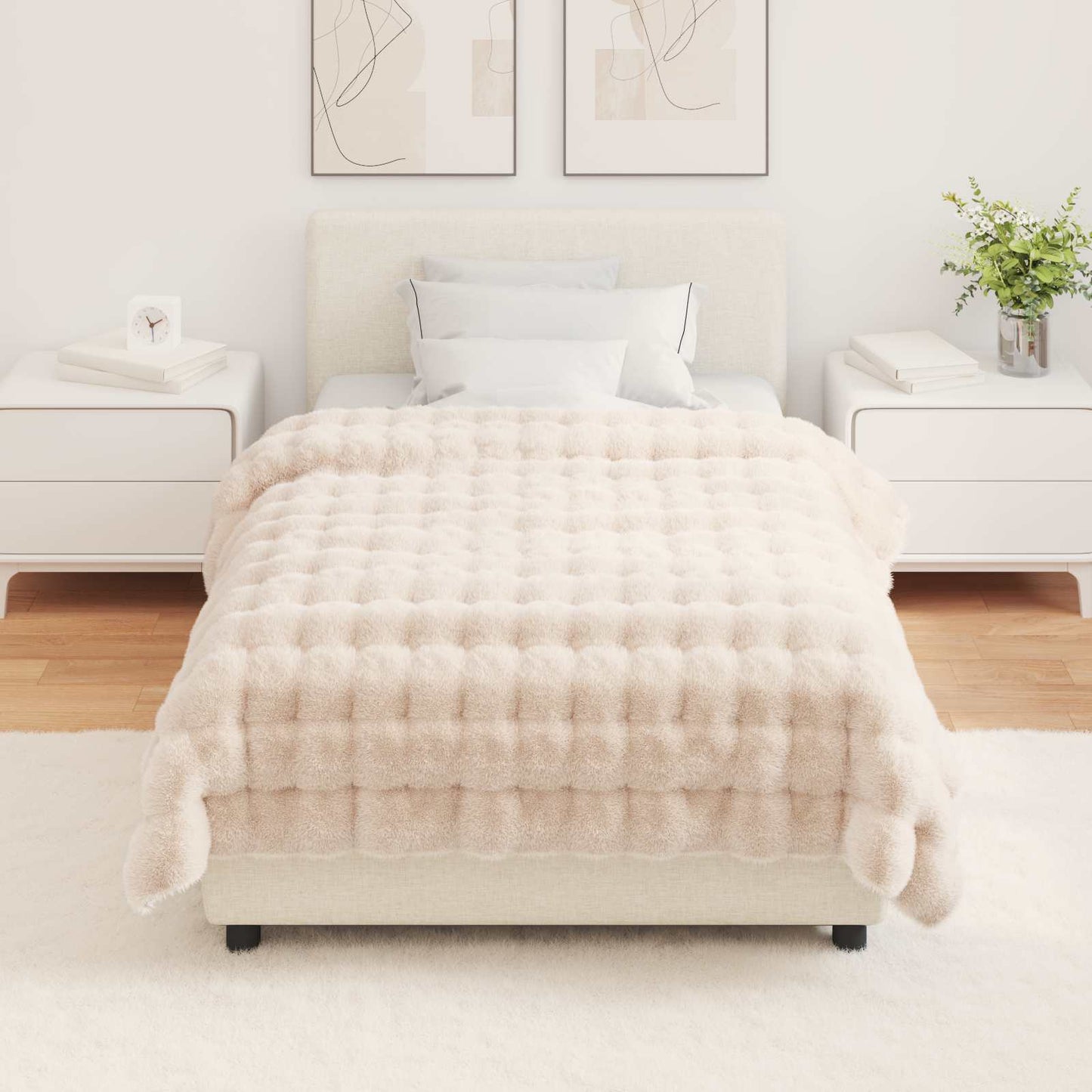 Rutschfeste Kunstfell Decke Olite Beige 130 x 150 cm Polyester