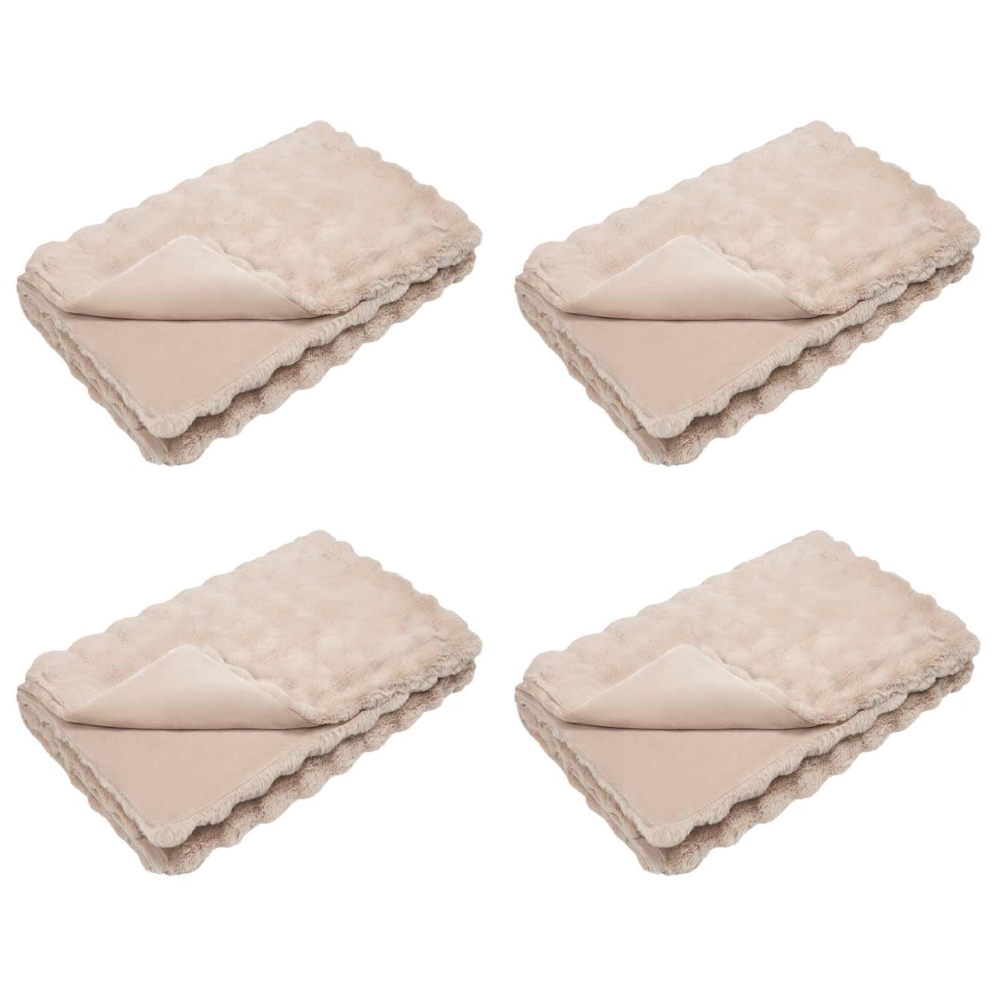 Rutschfeste Kunstfell Decke Olite 4 pcs Beige 240 x 270 cm