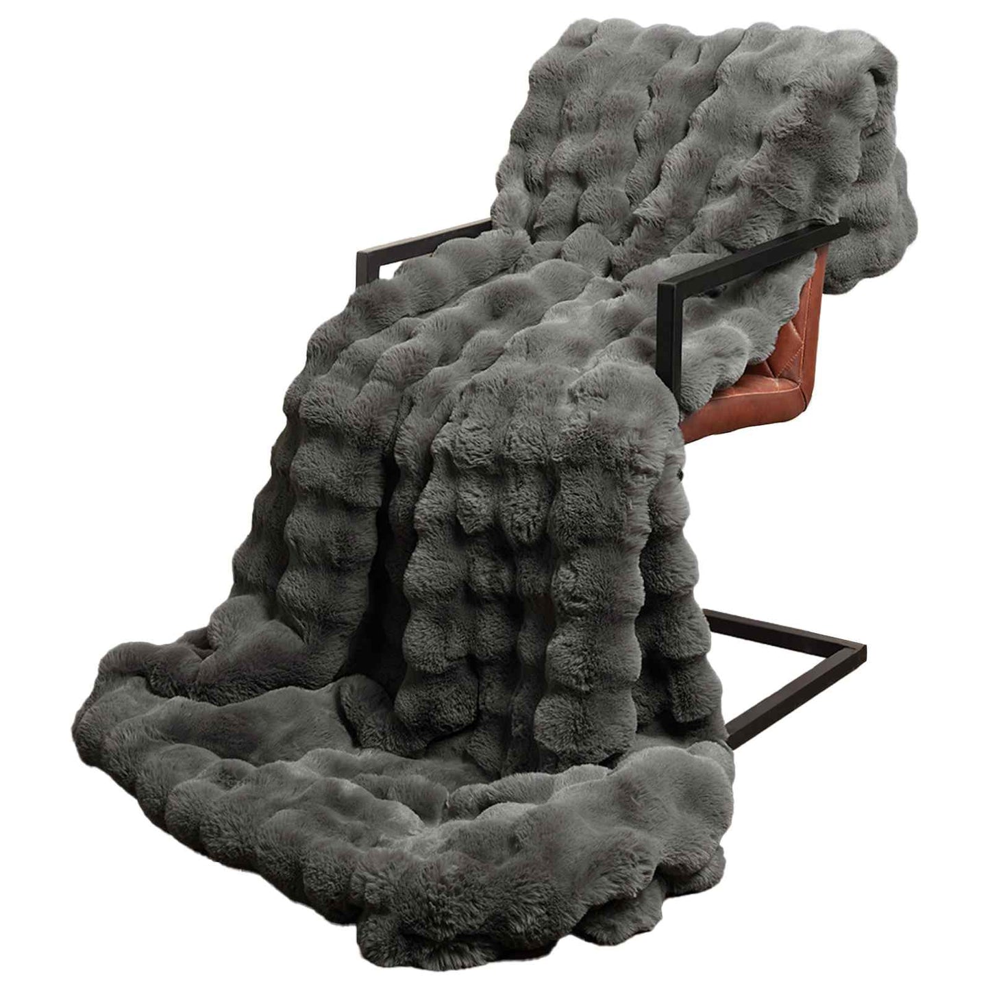 Rutschfeste Kunstfell Decke Olite Dunkelgrau 130 x 150 cm