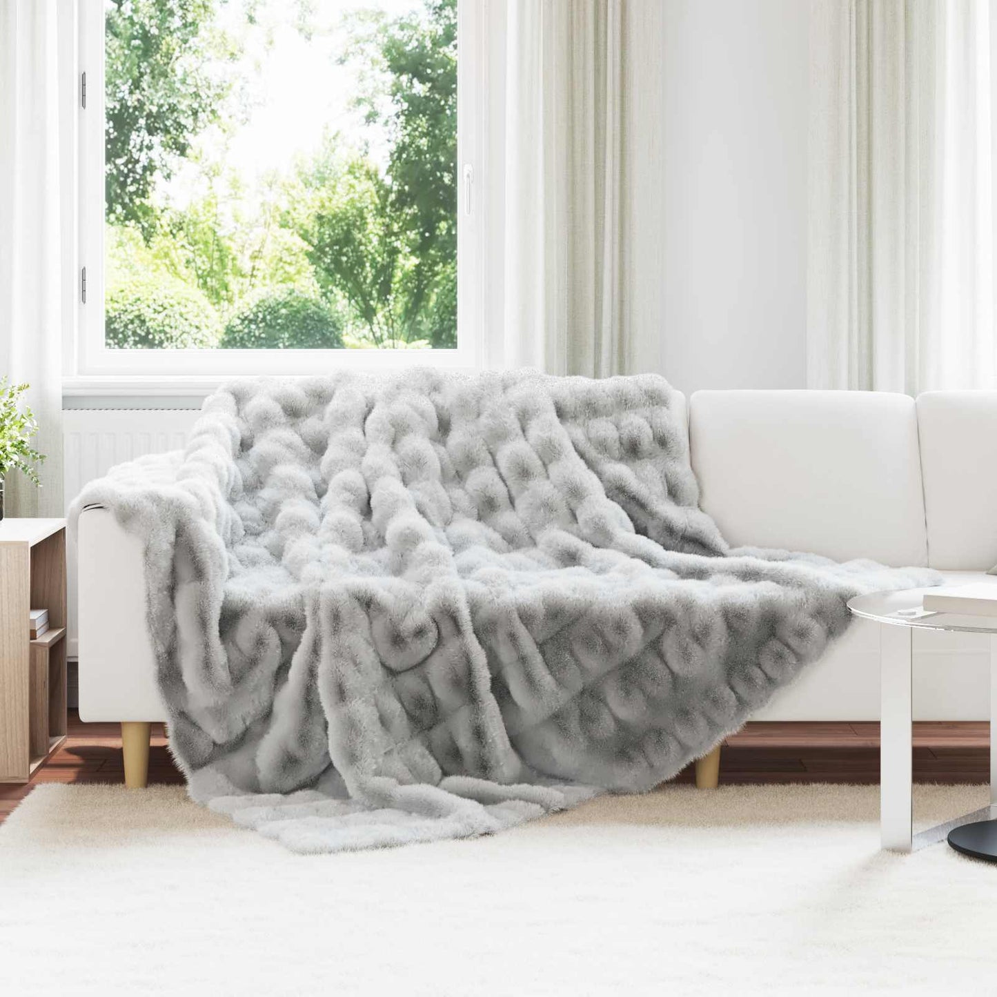 Rutschfeste Kunstfell Decke Olite Grau 240 x 270 cm Polyester