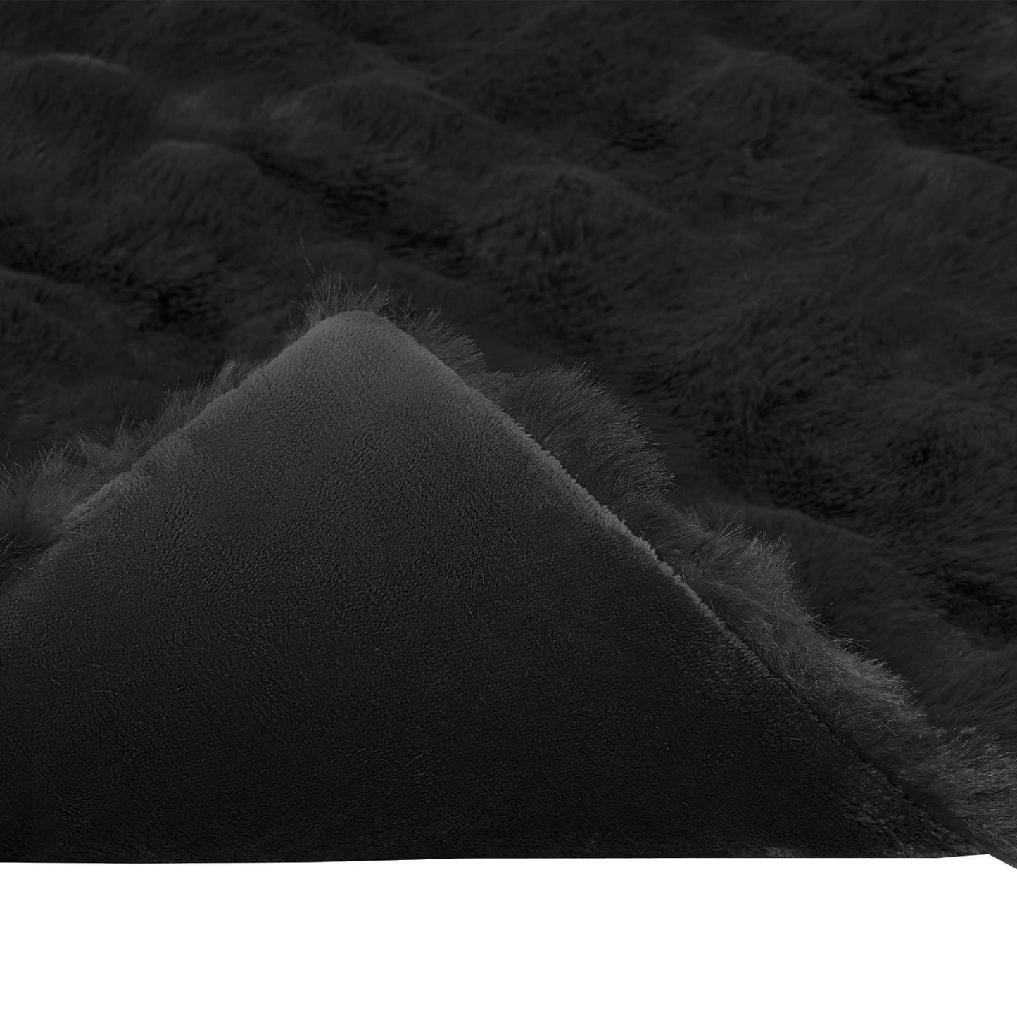 Rutschfeste Kunstfell Decke Olite 4 pcs Schwarz 240 x 270 cm