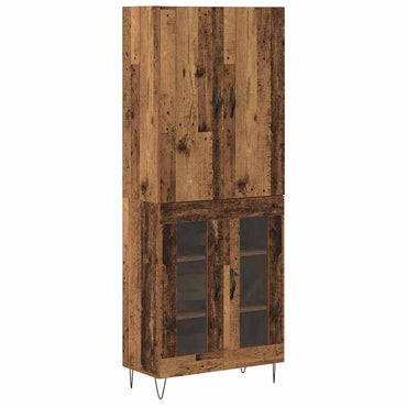 vidaXL Highboard 2 pcs Altholz Ingenieurholz und Glas