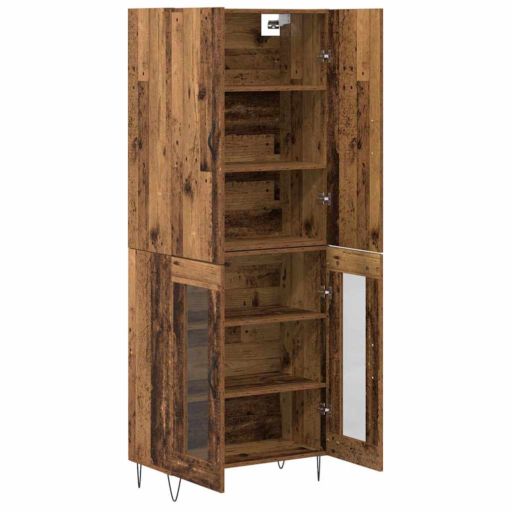 vidaXL Highboard 2 pcs Altholz Ingenieurholz und Glas