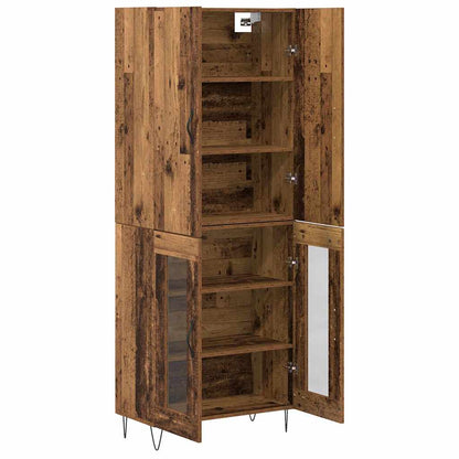 vidaXL Highboard 2 pcs Altholz Ingenieurholz und Glas