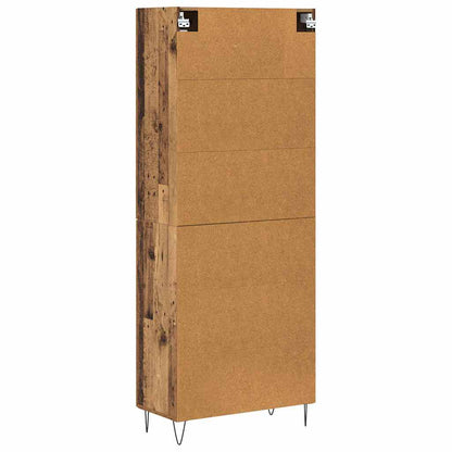 vidaXL Highboard 2 pcs Altholz Ingenieurholz und Glas