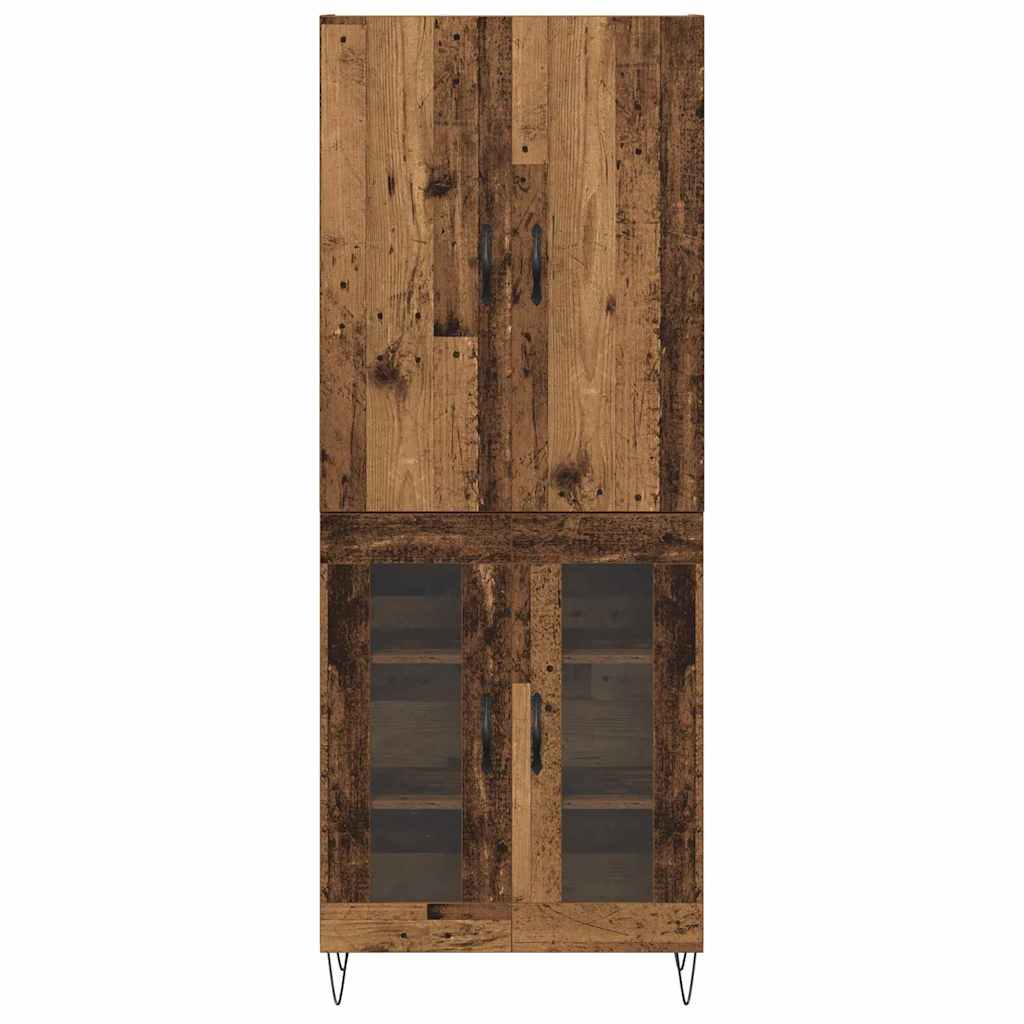vidaXL Highboard 2 pcs Altholz Ingenieurholz und Glas