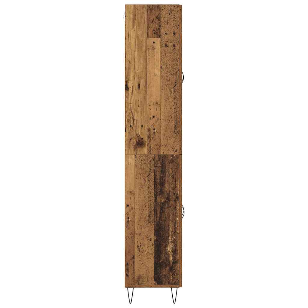 vidaXL Highboard 2 pcs Altholz Ingenieurholz und Glas