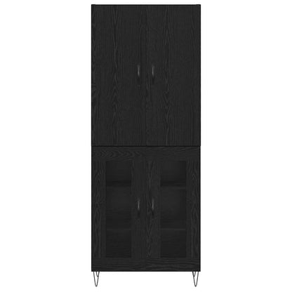 vidaXL Highboard 2 pcs Schwarz Eichen-Optik Ingenieurholz und Glas