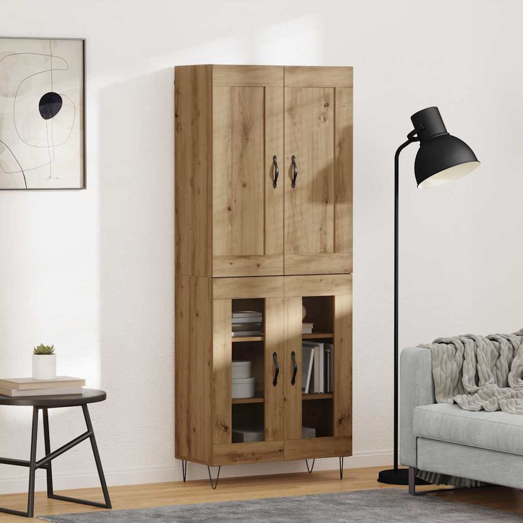 vidaXL Highboard Artisan-Eiche 69,5 x 34 x 180 cm Holzwerkstoff
