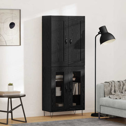 vidaXL Buffet haut noir aspect chêne 69,5 x 34 x 180 cm Bois d'ingénierie