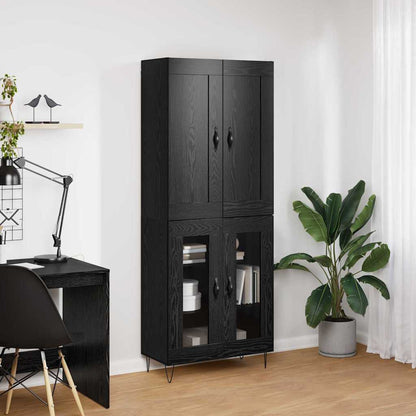 vidaXL Buffet haut noir aspect chêne 69,5 x 34 x 180 cm Bois d'ingénierie