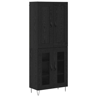 vidaXL Buffet haut noir aspect chêne 69,5 x 34 x 180 cm Bois d'ingénierie
