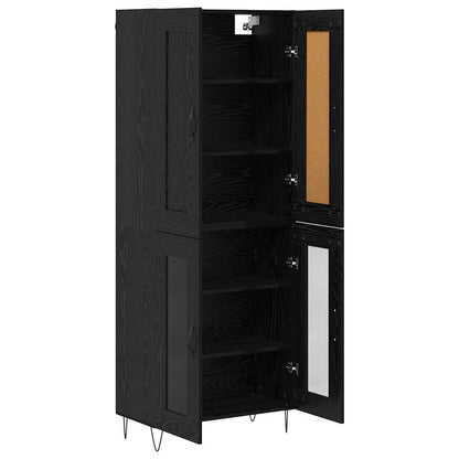 vidaXL Buffet haut noir aspect chêne 69,5 x 34 x 180 cm Bois d'ingénierie