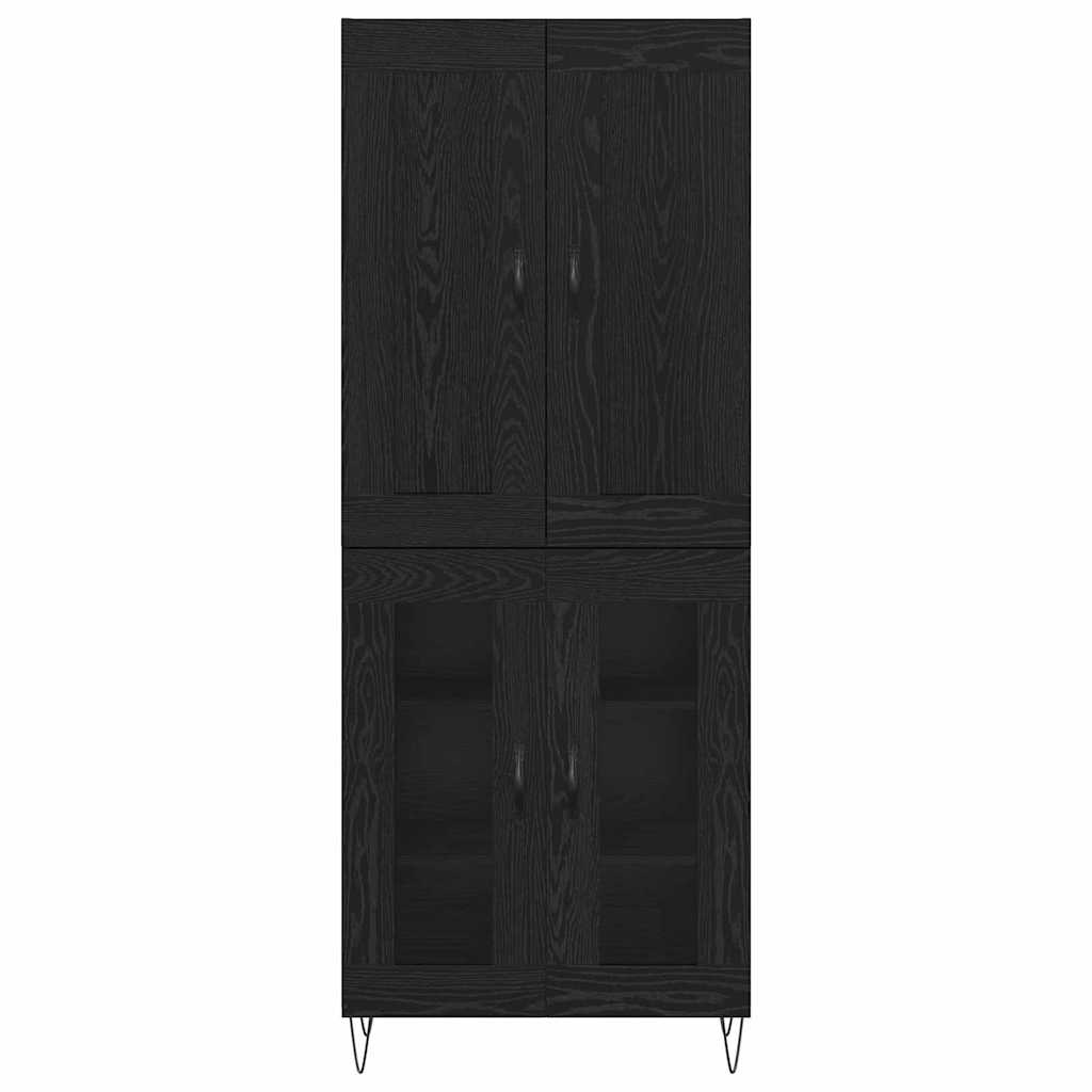 vidaXL Buffet haut noir aspect chêne 69,5 x 34 x 180 cm Bois d'ingénierie