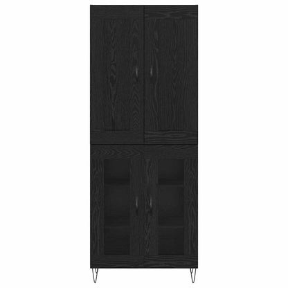 vidaXL Buffet haut noir aspect chêne 69,5 x 34 x 180 cm Bois d'ingénierie