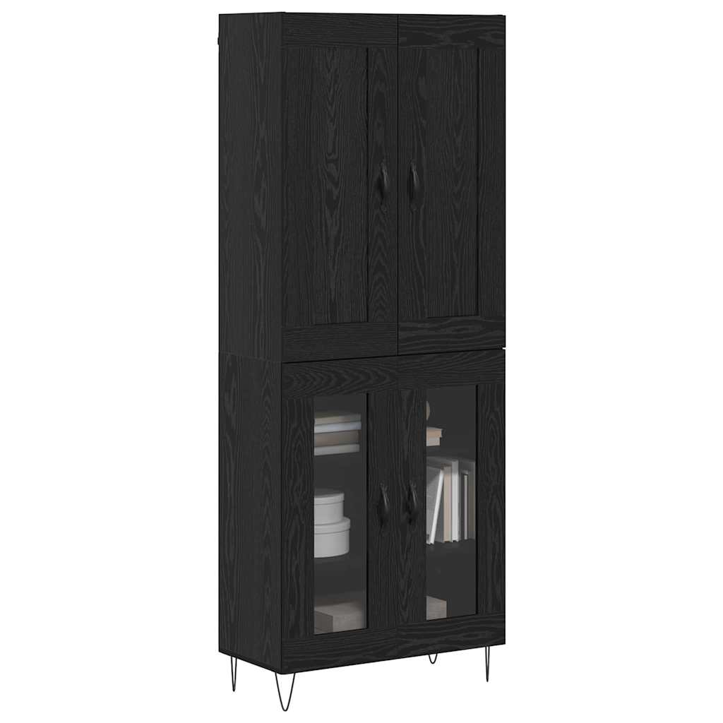 vidaXL Buffet haut noir aspect chêne 69,5 x 34 x 180 cm Bois d'ingénierie