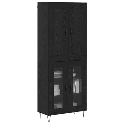 vidaXL Buffet haut noir aspect chêne 69,5 x 34 x 180 cm Bois d'ingénierie