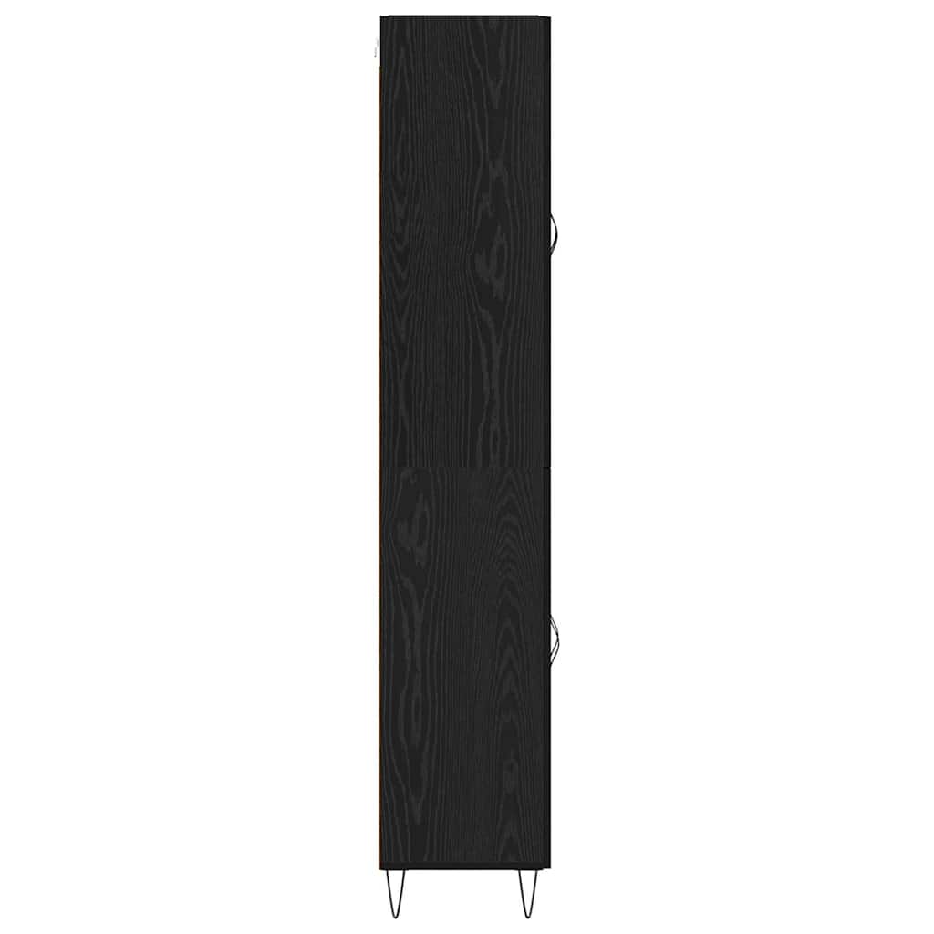 vidaXL Buffet haut noir aspect chêne 69,5 x 34 x 180 cm Bois d'ingénierie
