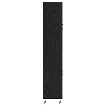 vidaXL Buffet haut noir aspect chêne 69,5 x 34 x 180 cm Bois d'ingénierie