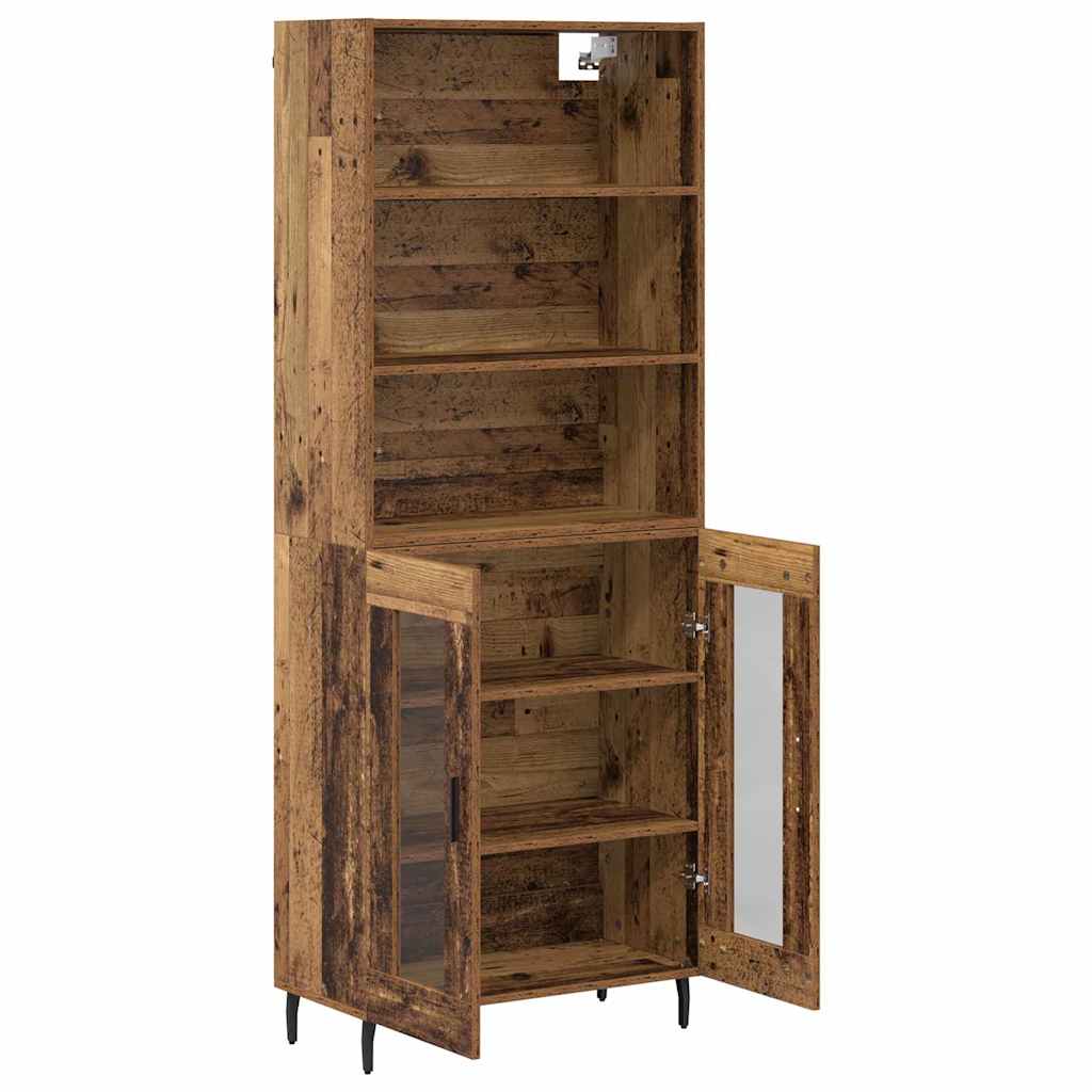 vidaXL Highboard Altholz 69,5 x 34 x 180 cm Engineered Wood und Glas
