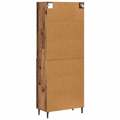 vidaXL Highboard Altholz 69,5 x 34 x 180 cm Engineered Wood und Glas