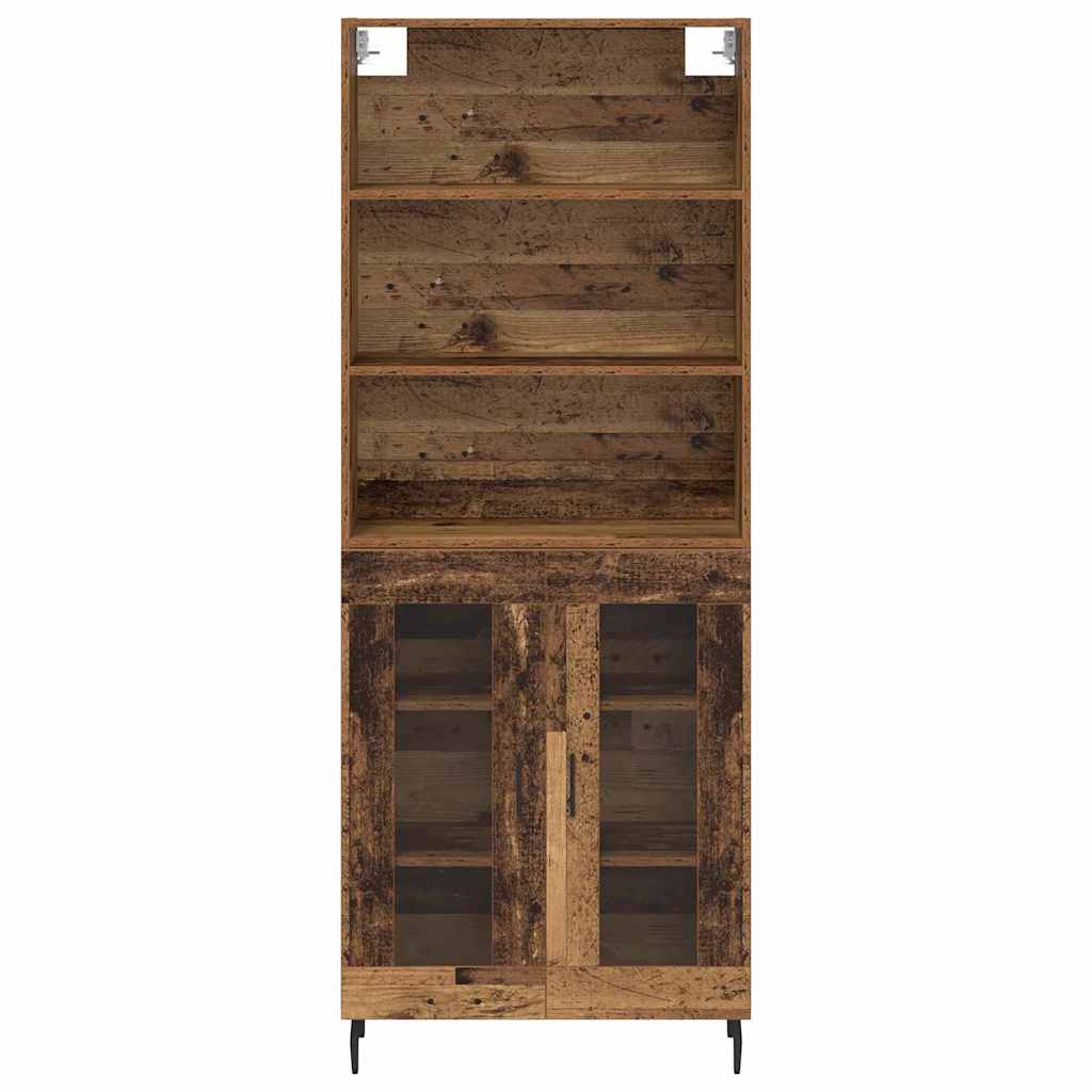 vidaXL Highboard Altholz 69,5 x 34 x 180 cm Engineered Wood und Glas