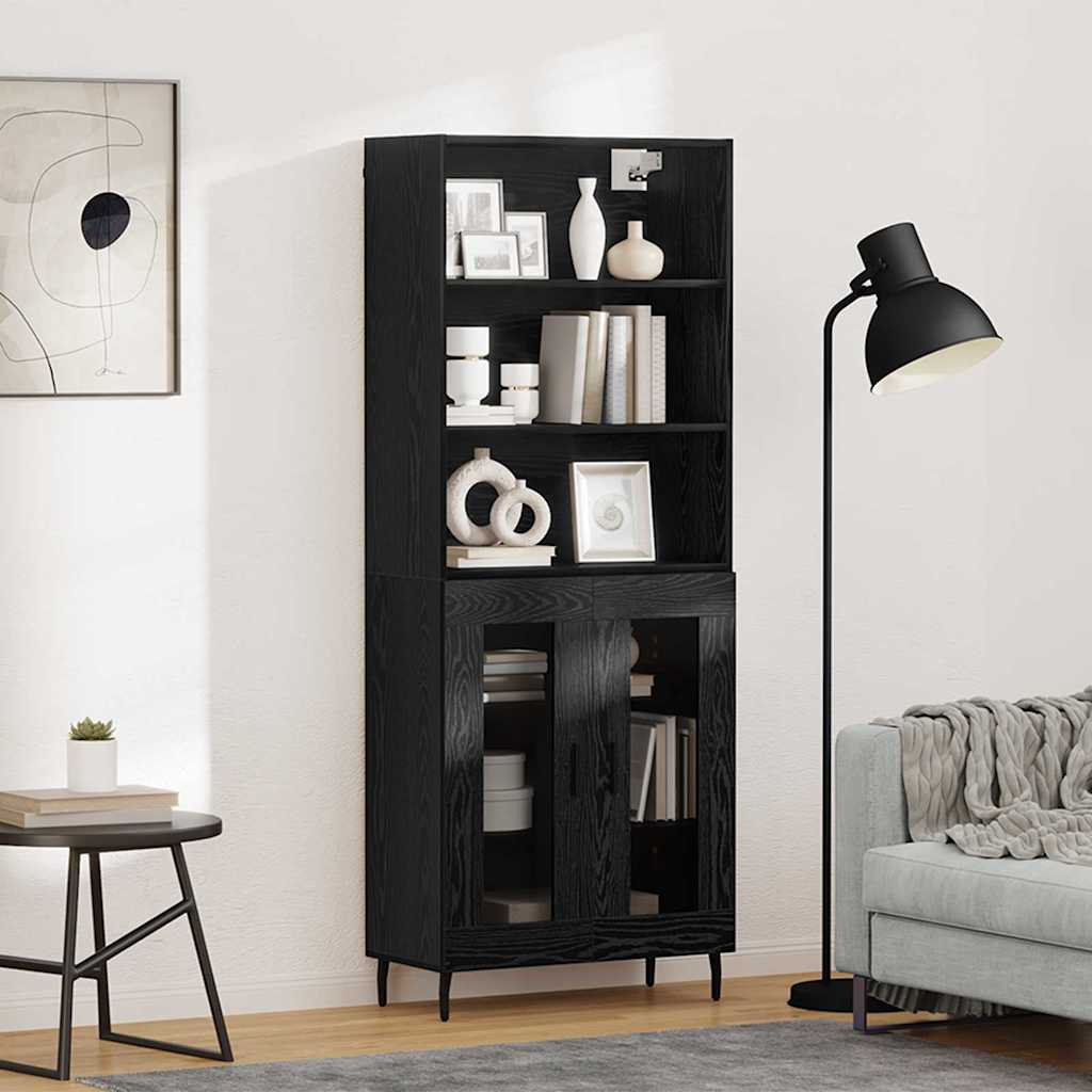 Highboard Schwarz Eichen-Optik 69,5 x 34 x 180 cm