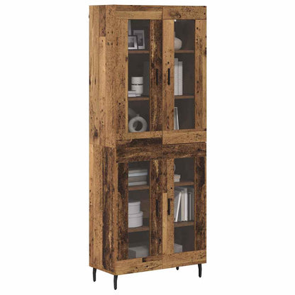vidaXL Highboard 2 pcs Altholz Engineered Wood und Glas