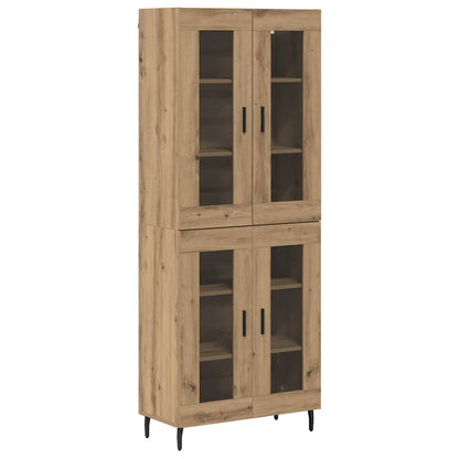 Highboard 2 pcs Artisan-Eiche Engineered Wood und Glas