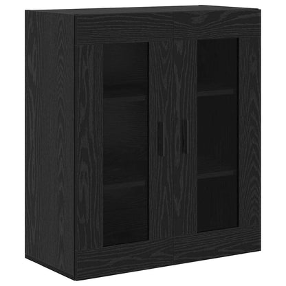 Highboard 2 pcs Schwarz Eichen-Optik Engineered Wood und Glas