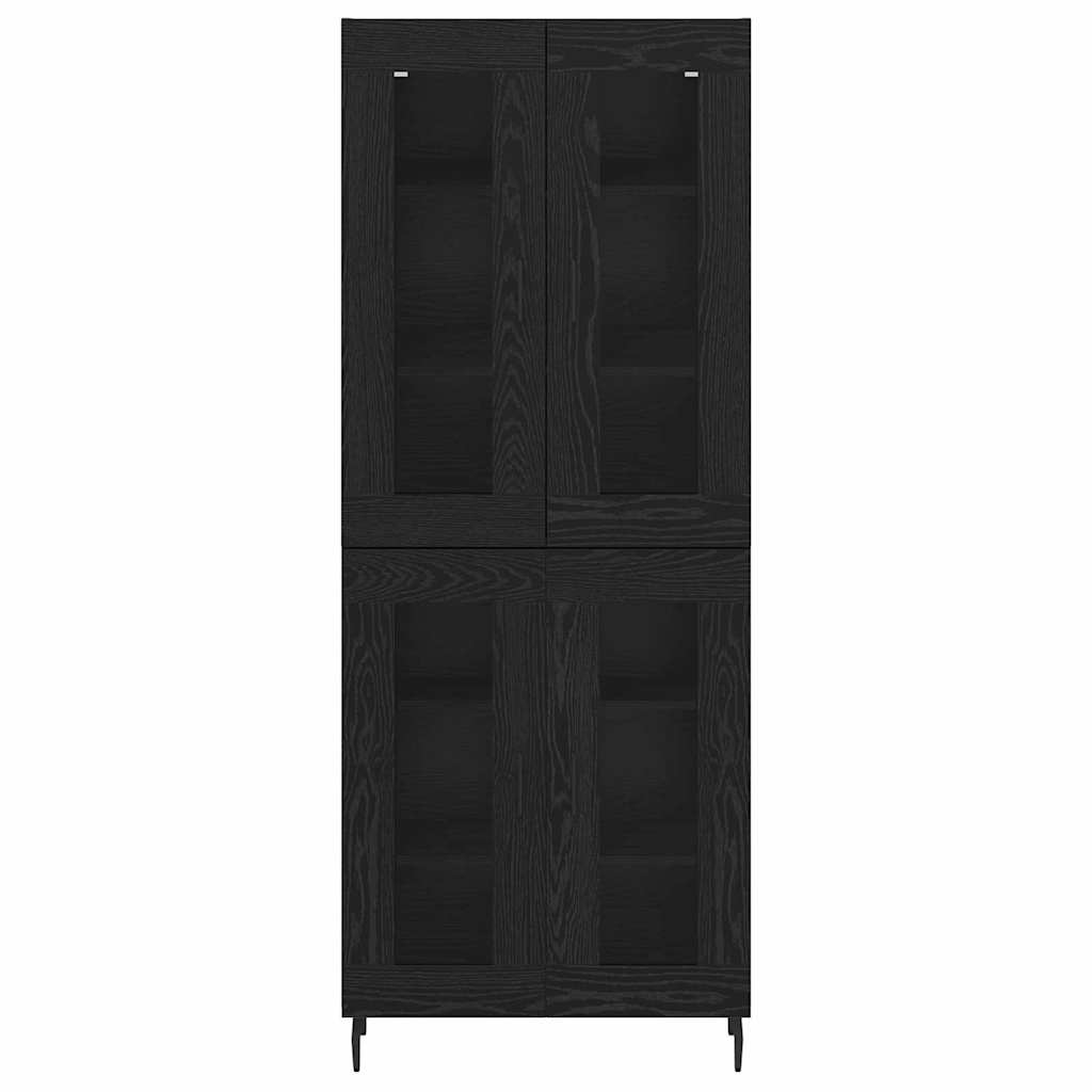 Highboard 2 pcs Schwarz Eichen-Optik Engineered Wood und Glas